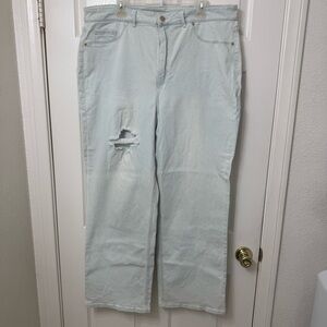 Nina Parker Light Blue Wash Denim Jeans Women’s Plus Size 18W Distress High Rise